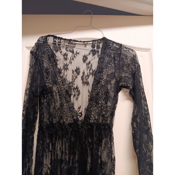 Long black lace dress / Swim suit cover / lingerie - Picture 2 of 4